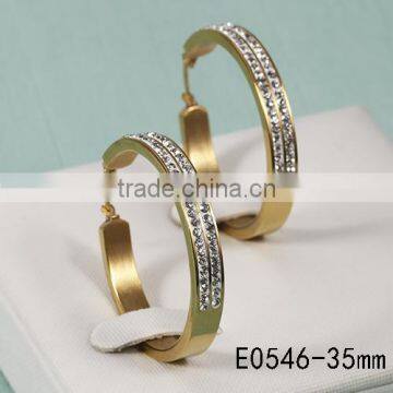 Professional manufacturer Touch love fashion gold circle earrings with small rhinestone