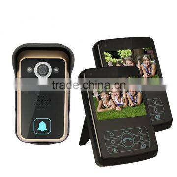 New Motion Detection Wireless Video Door Phone for Villa Intercom System 1 Outdoor Camera Connect with 2 Monitors