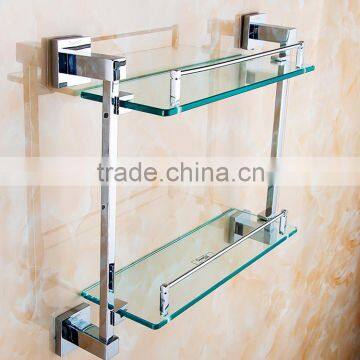 1202 Bathroom Accessory New A Square Double Glass Shelf Hotel Use Modern Kitchen photo-5