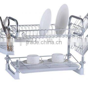 2 tier chrome plating and plastic metal dish rack