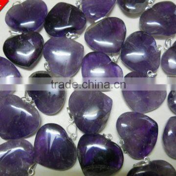 AMETHESE AGATE PUFFY HEART SHAPE PENDANTS