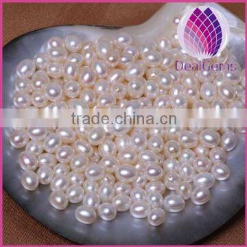 AAAA Grade 7.0-7.5mm half drilled rice shape freshwater pearl loose beads