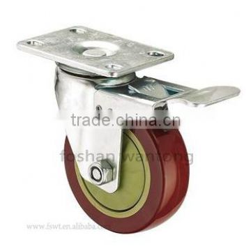 Ball Bearing Medium Duty Top Plate Swivel PU Caster Wheel