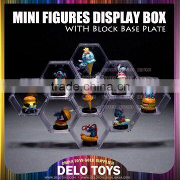 Plastic Acrylic Transparent toys building blocks mini figures diamond bricks Hexagonal display case 6 colors base plates DE00021