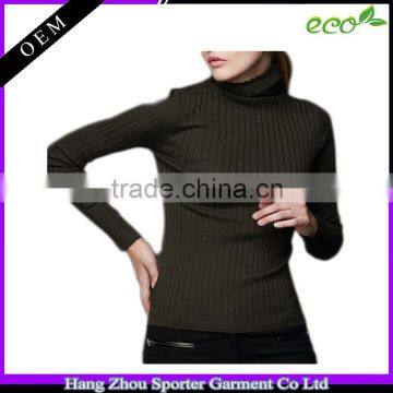 16FZSW06 winter rib knitted woolen sweater design for ladies