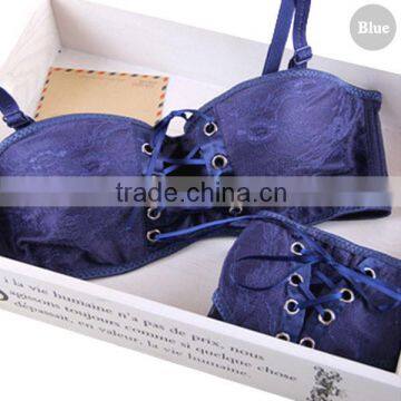 Underwear Padded Push Up Bra Set, Princess Straps Belt, Lace Bra and Panty Set for Women photo-2