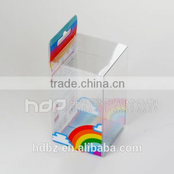 customized clear light pvc boxes with hunging hole on the top