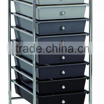 8 black drawer mobile storage rolling studio cart