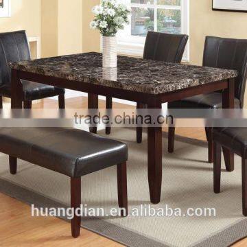 China cheap modern marble top wood base dining table and chair set