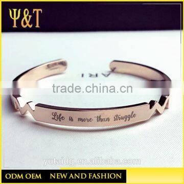 Jingli Jewelry custom engraved logo words bracelets bangles, Engraved custom believe in yourself words wrist bracelets(QS-115)