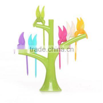 Wholesale lovely small birds plastic fruit fork with ABS material manafacturer Zhejiang