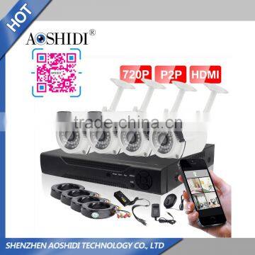 Cheap 4 camera CCTV kit, 1 megapixel digital cameras and DVR ahd camera kit manufacture