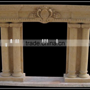 Hand-carved Natural Indoor Marble Fireplace Mantel With Column