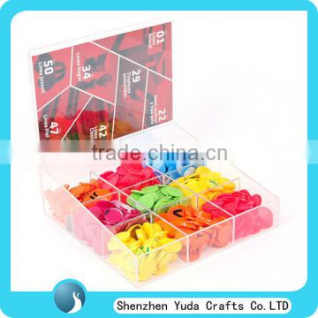 plastic box acrylic box with 9 dividers in high quality lucite box for storage