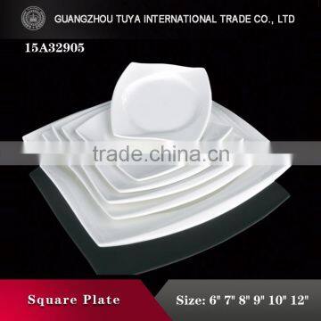 Popular Restaurant crockery dinnerware ceramic serving white porcelain square plate