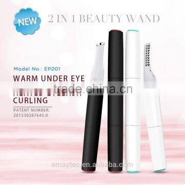 2016 latest 2 in 1 heated eyelash curler with warm under eye massager