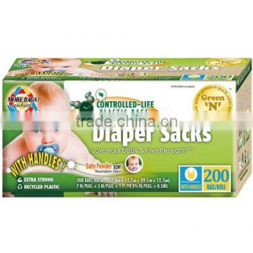 Plastic and Embossed Strong and durable Baby nappy sacks Made in China