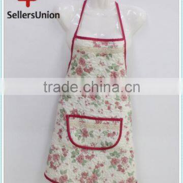 No.1 yiwu commission agent wanted Best Selling Flowers Printed Fashionable Cooking Apron Cotton