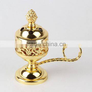 Wholesale Gold/brozen/silver Colors Wine Bowl Shape Arabic Incense Burner With Handle Bar