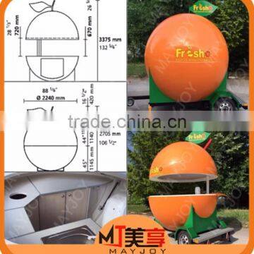 Popular Attractive Food Cart/Orange Fruit Catering Tralier/Mobile Food Tralier