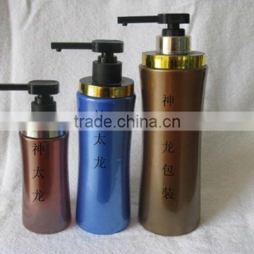 plastic shampoo bottle with gold ferrule