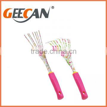 Carbon Steel Material Garden Tool Set With Plastic Handle Floral Printing Garden Shovel,fork,rake photo-5