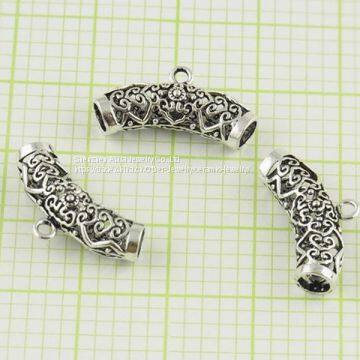 Hollow Oval Shape Long Tube Accessories 925 Silver Beads photo-2