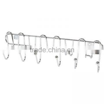 Chrome Wire Wall Mounted 11 Hook Organizer Rack