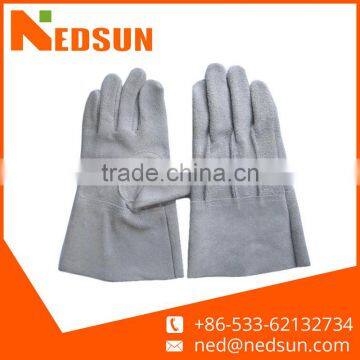 Full cow split leather safety grey gloves