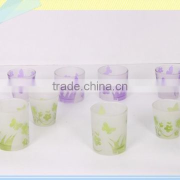 decorative glass candle holder with sandy