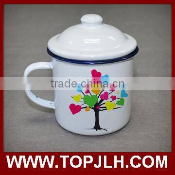 Topjlh plain enamel drinking cup enamel mug custom printing