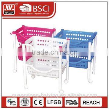 Plastic high quality storage rack with wheels/plastic rack