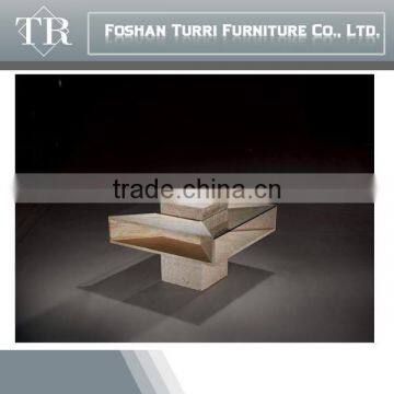 Modern Iran Imported Travertine With Glass Surface Coffee Table photo-5