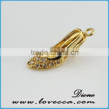 Latest pendant designs made of silver copper micropave jewelry new design gold pendant in shoes shape