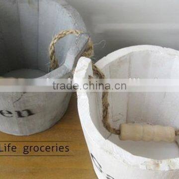 Wooden Hanging Flower Pot Wooden Bucket Pot photo-2