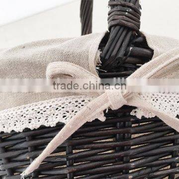 Lined Handmade Easter Wicker Basket With Handle photo-4