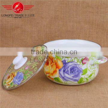 Beautiful Design Enamel / Ceramic Kitchen Nonstick Cookware Pot Set With Glass Lid photo-2