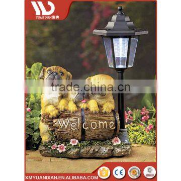 New Inventions In China Art Work Dog Resin Craft Solar Led Garden Lighting Outdoor photo-2