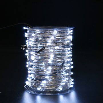 Pure white 3 wire low voltage safe for human being copper string light set remote control dimming flashing