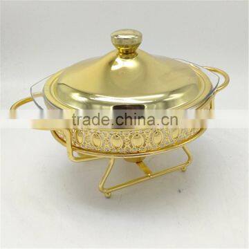 2L Glass Hot Food Warmer Round Silver Chafing Dish photo-3