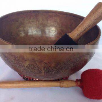High Quality Asthamangala Symbol Meditating Buddha Carved Singing Bowl photo-4