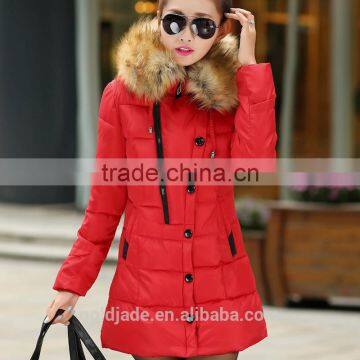 2016 New Women's Thicken Hooded Fur Collar long women's parka coat