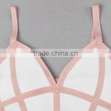 New Arrival Hot Fashion 2015 Cut Sexy V Neck Bodycon HL Spaghetti Strap Bandage Dress Cocktail Party Dress photo-5