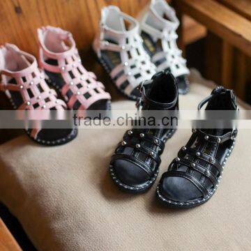 FC11036 Children sandals 2017 summer rivets zipper girls shoes