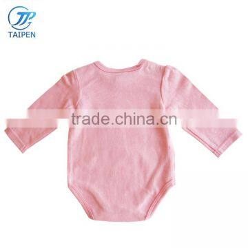 2017 Latest Long Sleeve Baby Girls Clothes Pink Color Baby Jumpsuit With Lace And Bow