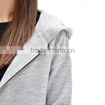 Loose Drop Shoulder Front Zipper Wool-blend Sweater Hooded Cardigan With Pockets photo-4