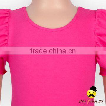Summer Hot Pink Plain Kids Flutter Sleeve Infant Cotton Baby Girl Bodysuit One Piece Teenage Swimwear photo-2