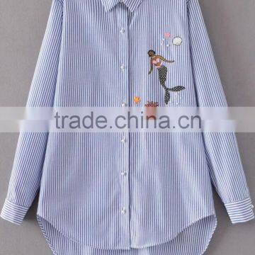 Runwaylover EY2369B 2017 Women Fashion Embroidery Stripe Blouse photo-4