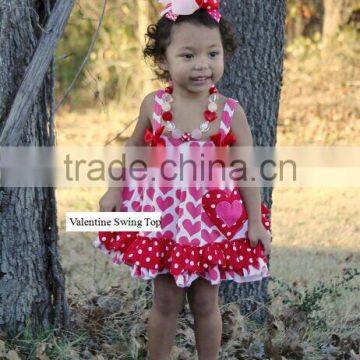 baby new valentine swing tops swing outfits with matching necklace and bows