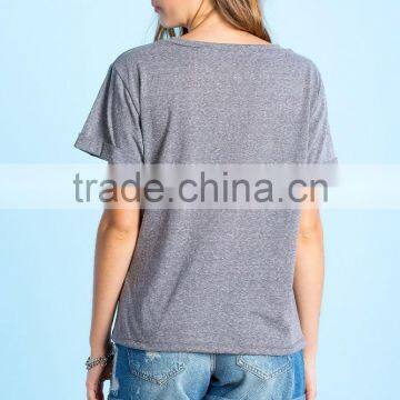 Custom Rolled Short Sleeves t Shirt Wholesale Graphic Print T-shirt Woman photo-5